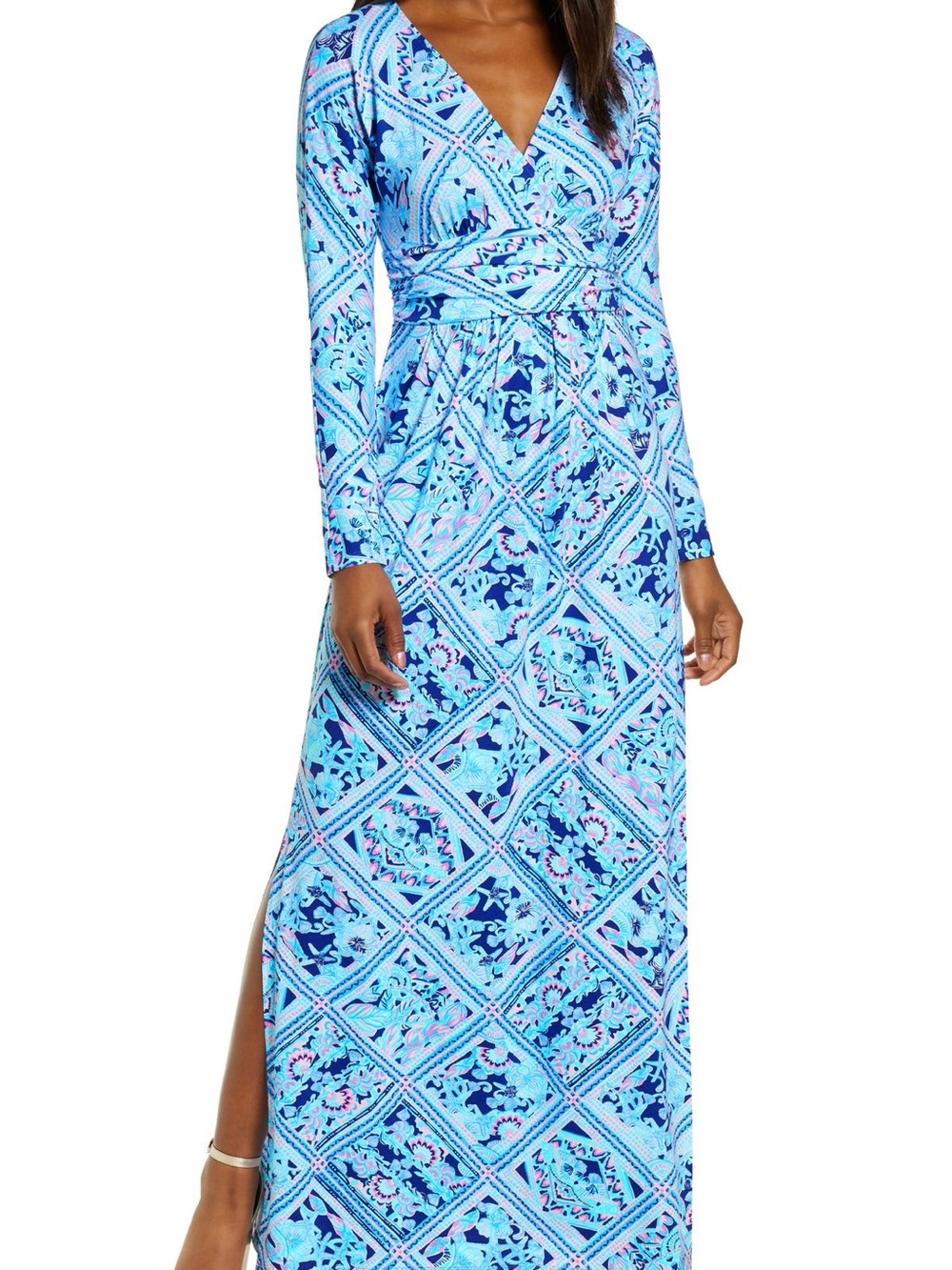 Lilly Pulitzer Light & Royal Blue Printed Wrap Maxi Dress